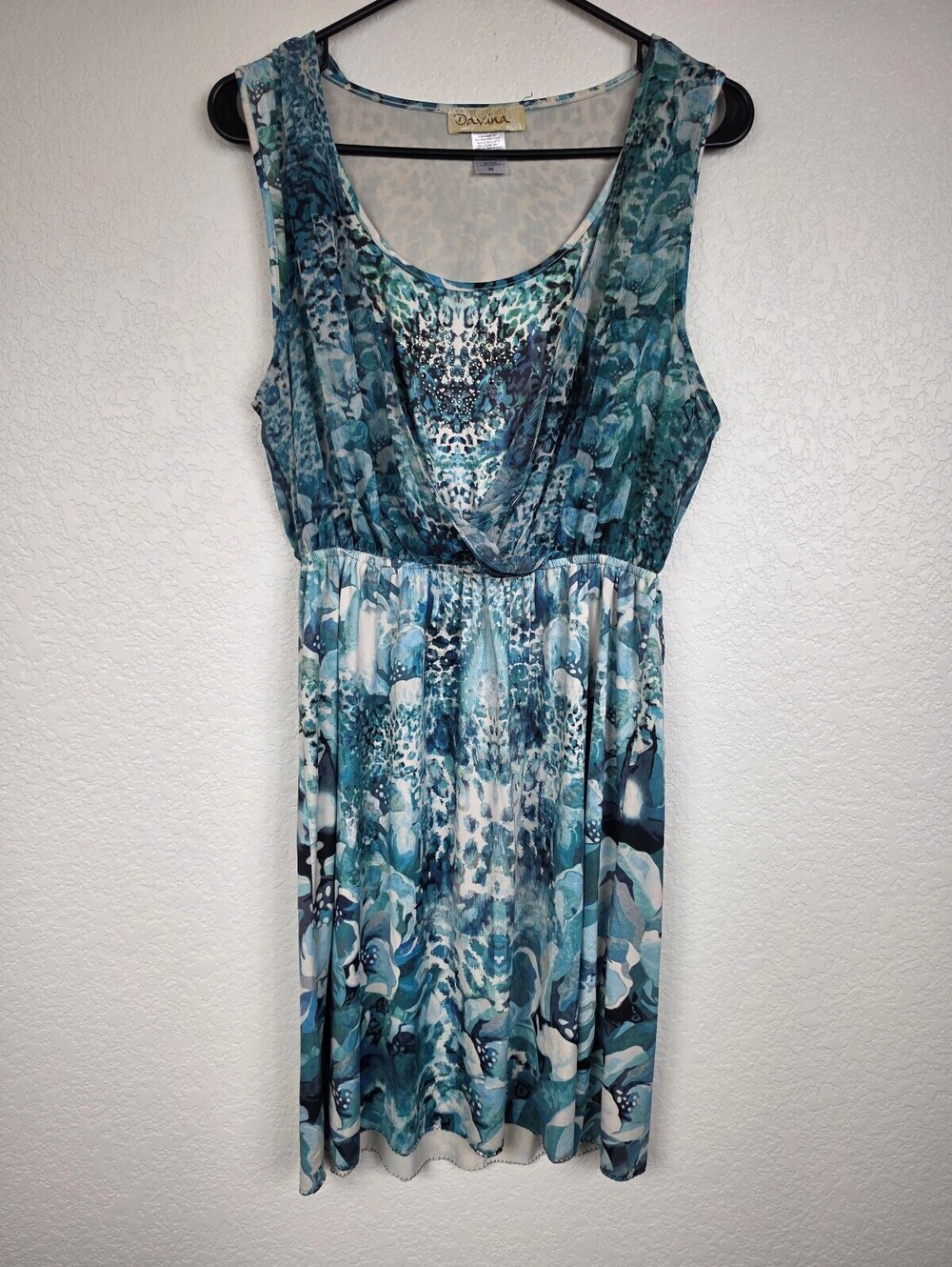 Vintage Y2K 90s Davina Sleeveless Blue Dress Medium